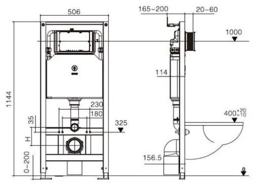 Унитаз WeltWasser Salzbach 043 MT-BL с инсталляцией черный купить,371400