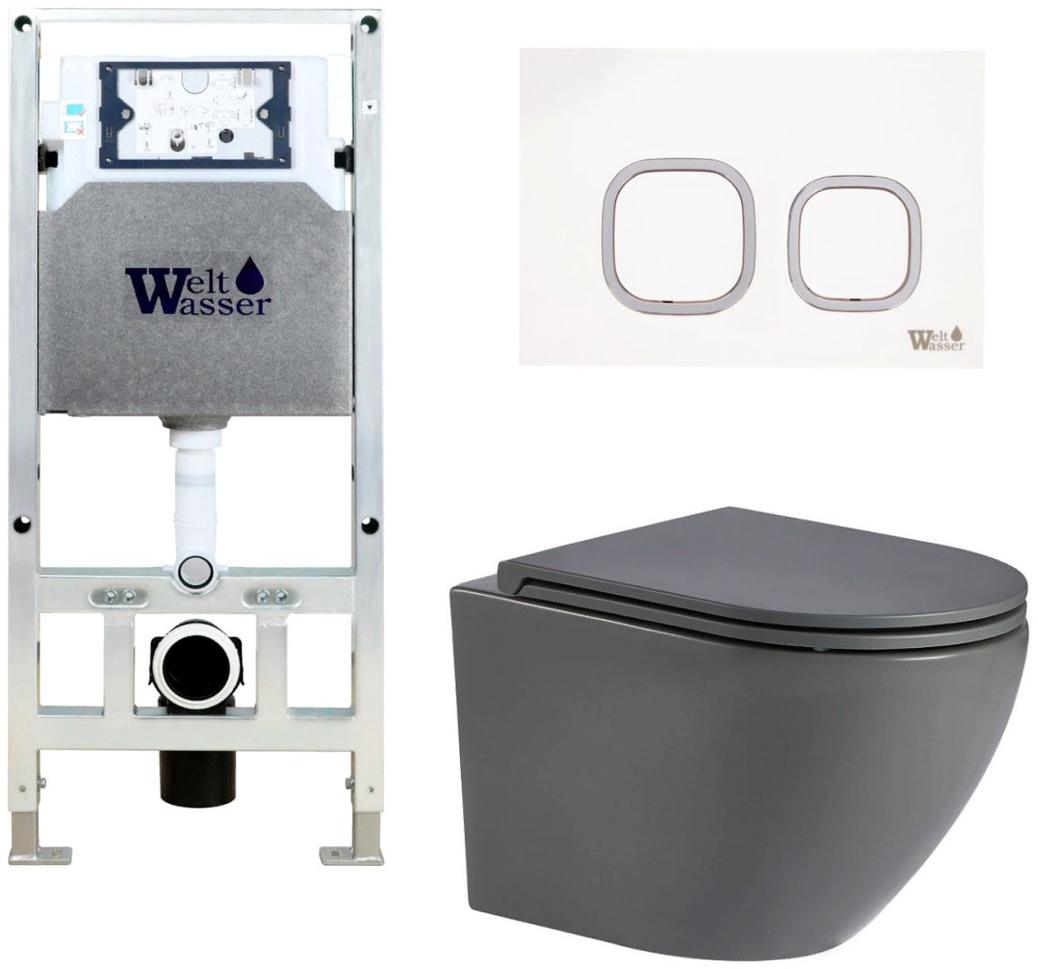 Унитаз WeltWasser Merzbach AM506ST68 с инсталляцией серый купить,356700