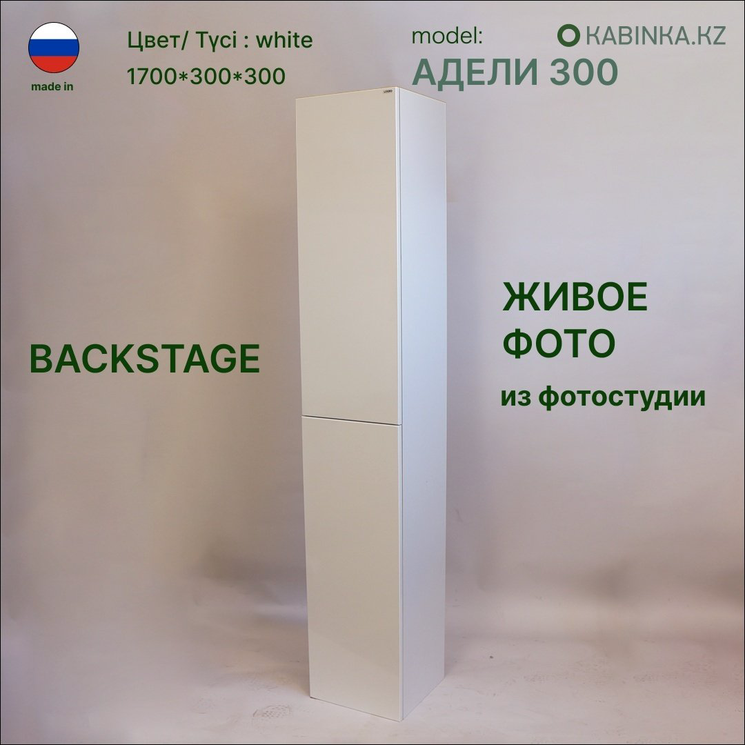 Шкаф-пенал навесной KABINKA.KZ Адели 300, 30x30x170 см, белый купить,NaN