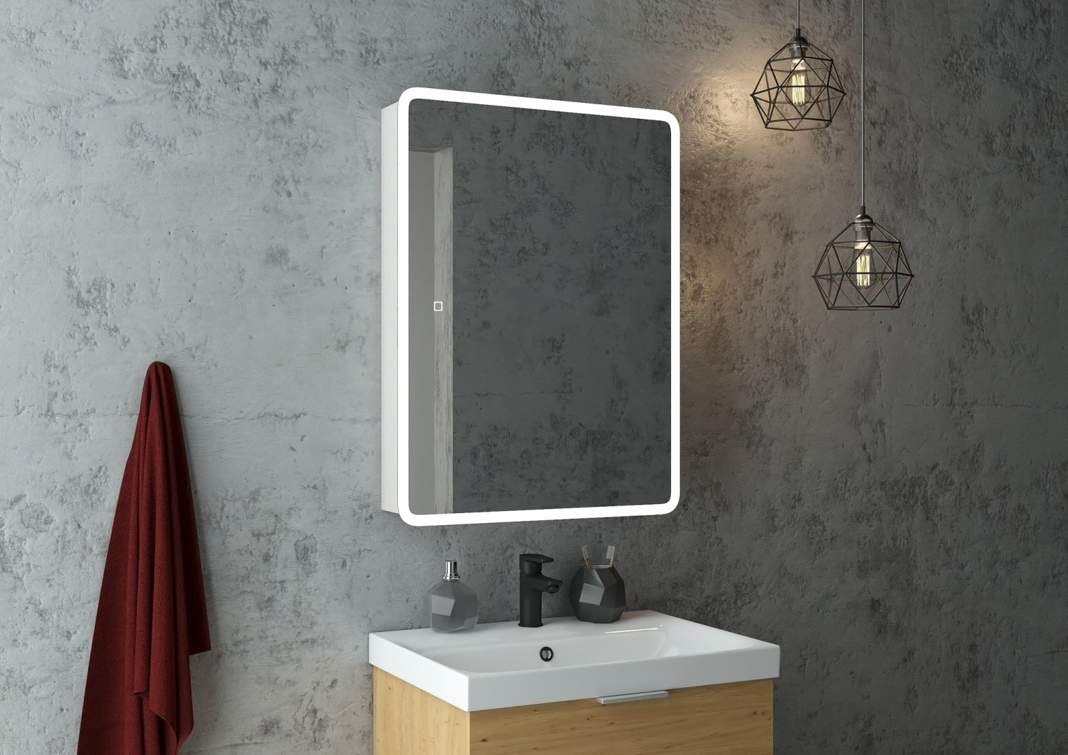 Шкаф навесной Континент Emotion LED , 60x14x80 см, белый купить,NaN