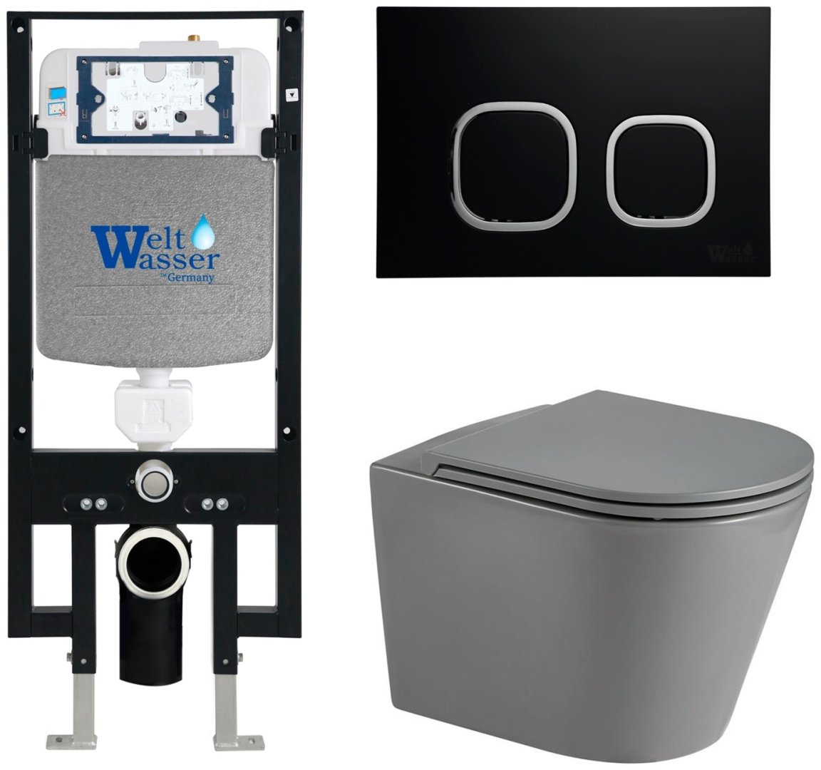 WeltWasser унитаз с инсталляцией Унтаз SALZBACH 041 MT-GR ерый, санфаянс