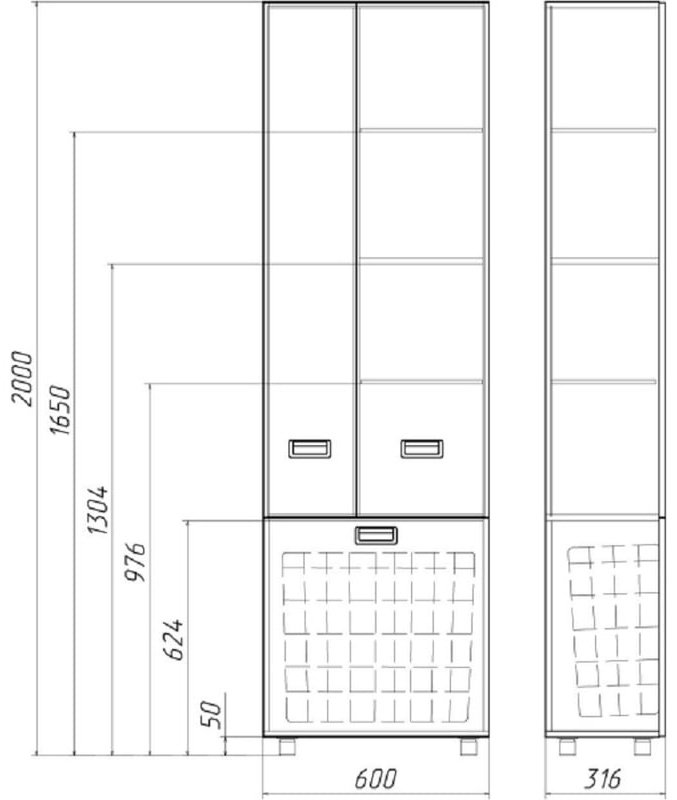 Шкаф-пенал напольный KABINKA.KZ DC5014P, 60x34.6x200 см, белый купить,NaN