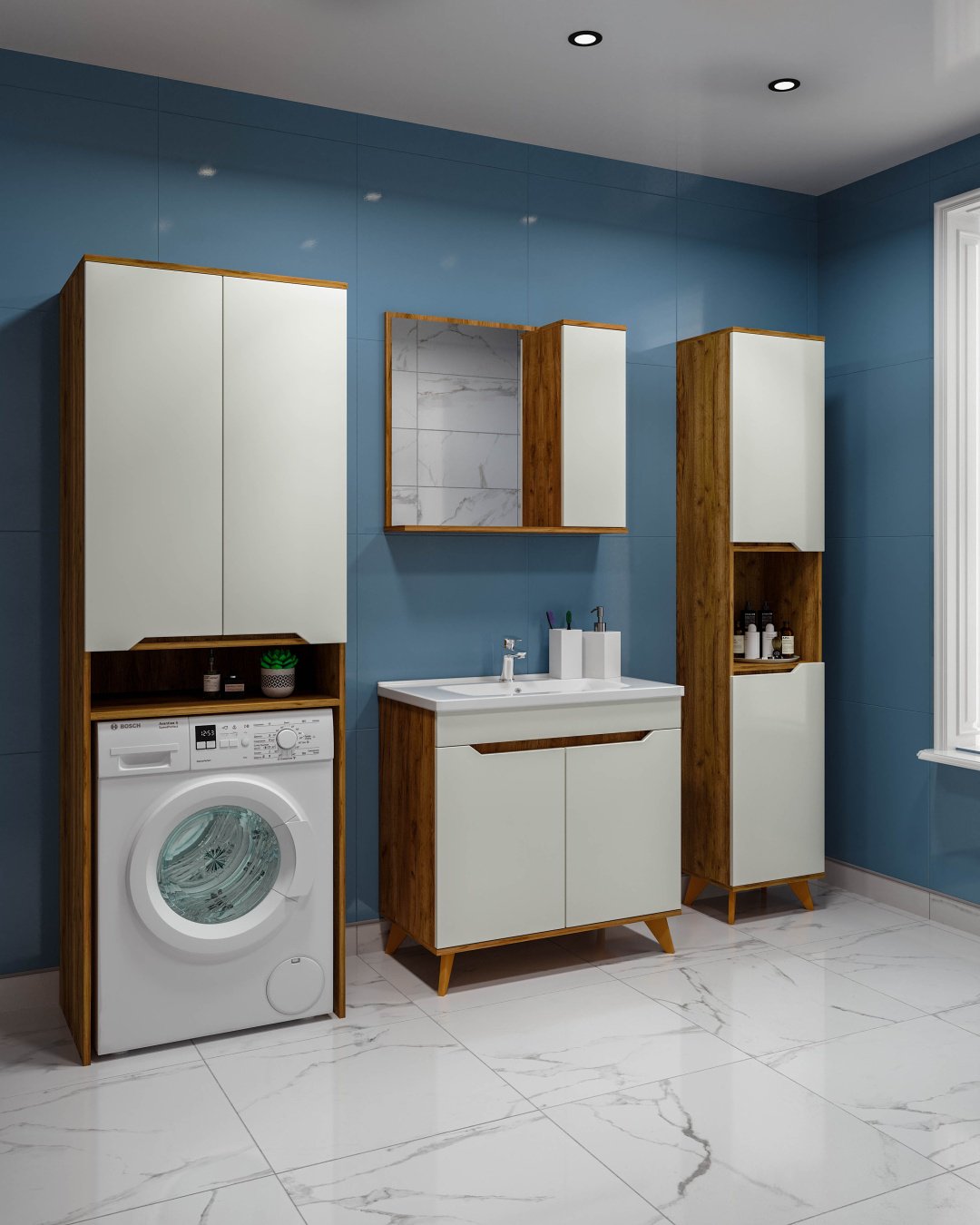 Пенал напольный AVK, 2 Двери&#43;Ниша 400, Ангелика