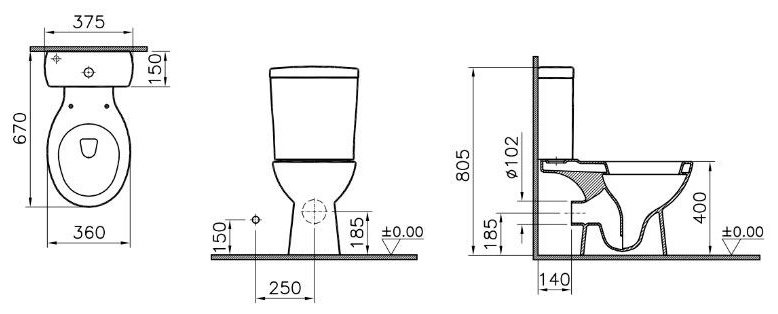 Унитаз VitrA Norm Nord 9845B099-7201 белый