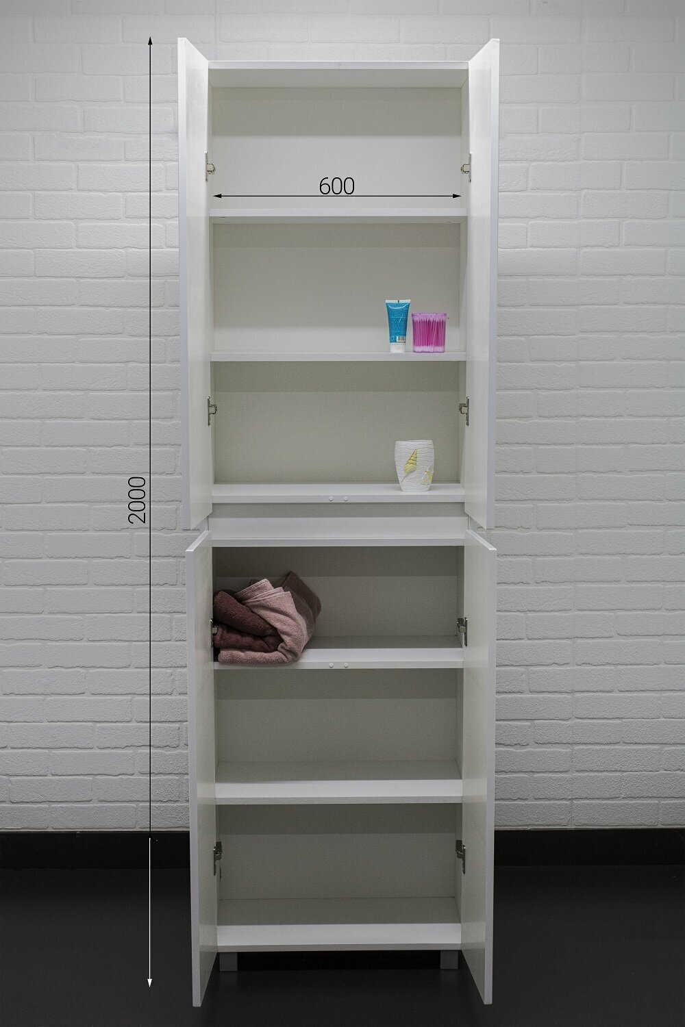 Шкаф-пенал напольный Домино DA1625P, 60x31.6x195 см, белый