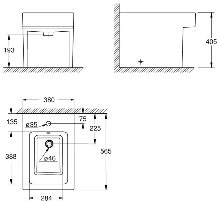 Биде Grohe Cube Ceramic 3948700H белое