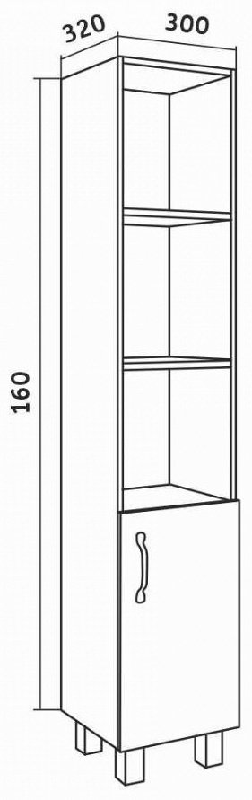Шкаф-пенал напольный Grossman Флай, 30x32x160 см, белый, коричневый