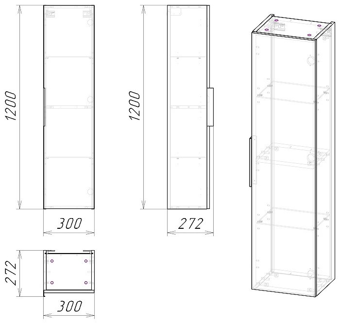 Пенал подвесной Grossman Форта 30x25x120см