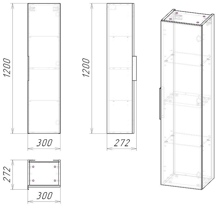 Пенал подвесной Grossman Форта 30x25x120см купить,NaN