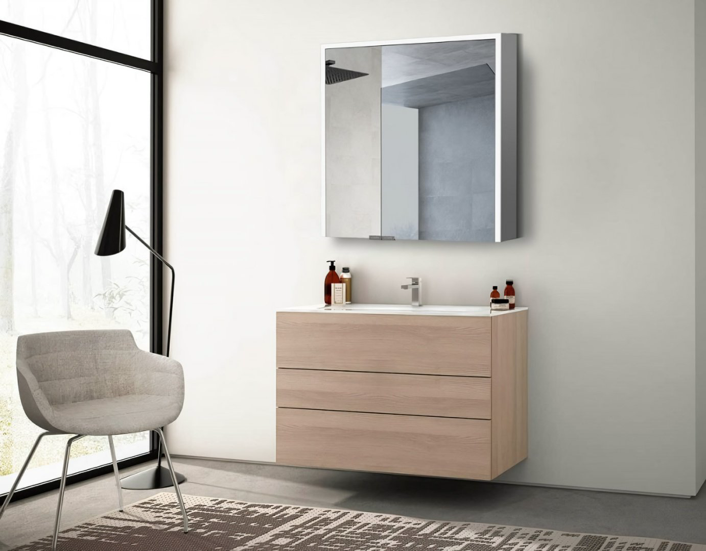 Шкаф зеркальный навесной Kabinka.kz ES-5007NS 70x14x70см белый купить,NaN