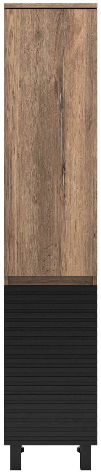 Шкаф-пенал напольный, навесной Brevita DAK-050350-19/02Л, 35x34x165 см, черный, коричневый