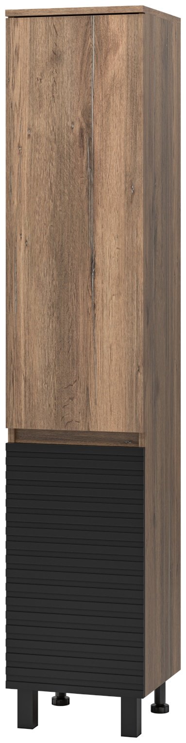 Шкаф-пенал напольный, навесной Brevita DAK-050350-19/02Л, 35x34x165 см, черный, коричневый