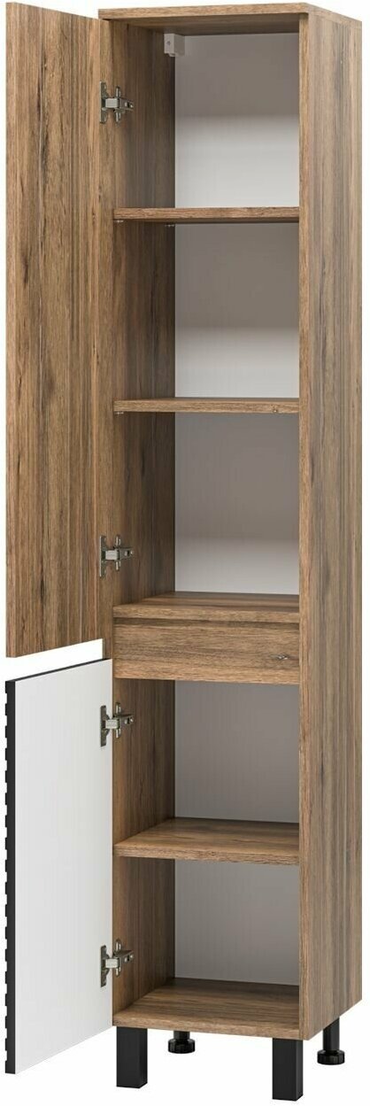 Шкаф-пенал напольный, навесной Brevita DAK-050350-19/02Л, 35x34x165 см, черный, коричневый