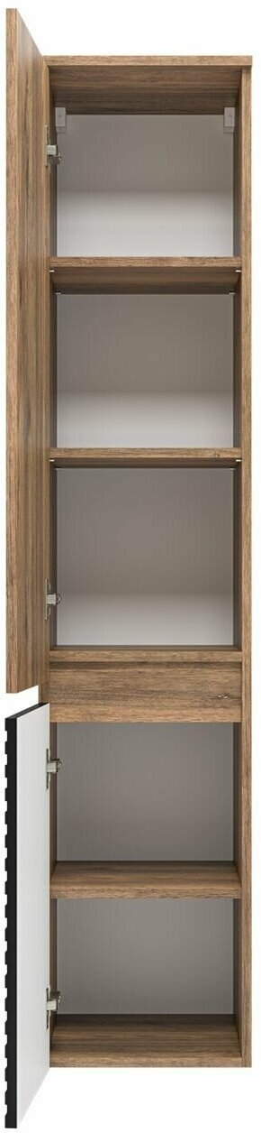Шкаф-пенал напольный, навесной Brevita DAK-050350-19/02Л, 35x34x165 см, черный, коричневый купить,NaN