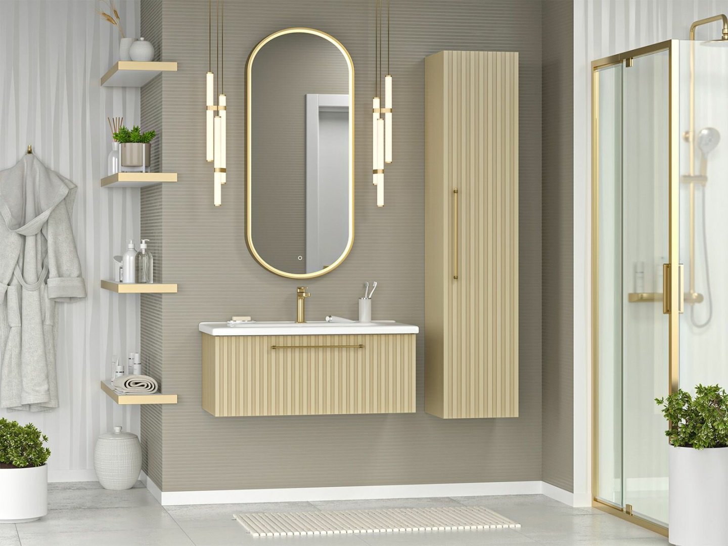 Шкаф-пенал навесной Brevita ALI-05035-03, 35x35x165 см, коричневый