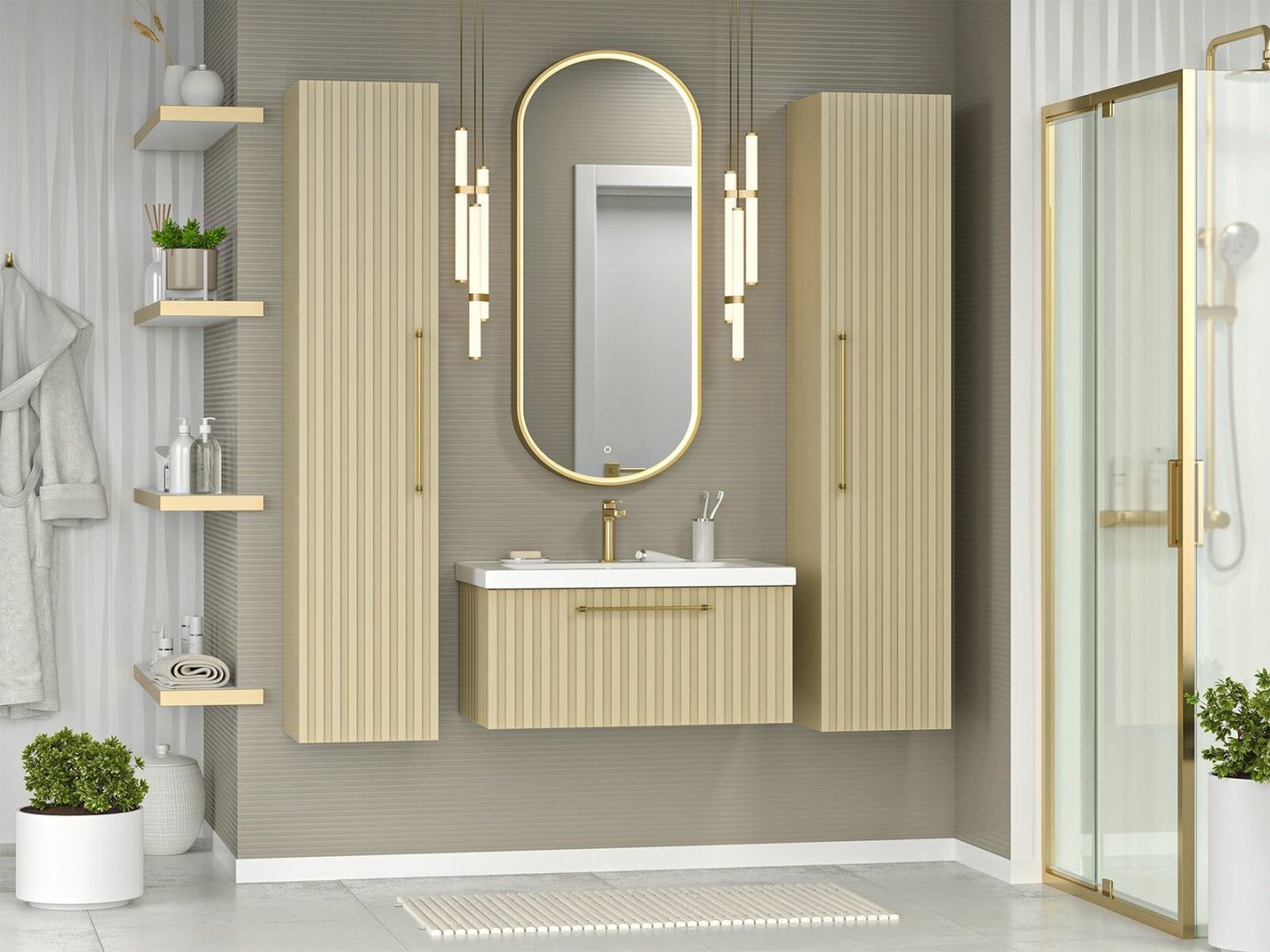 Шкаф-пенал навесной Brevita ALI-05035-03, 35x35x165 см, коричневый