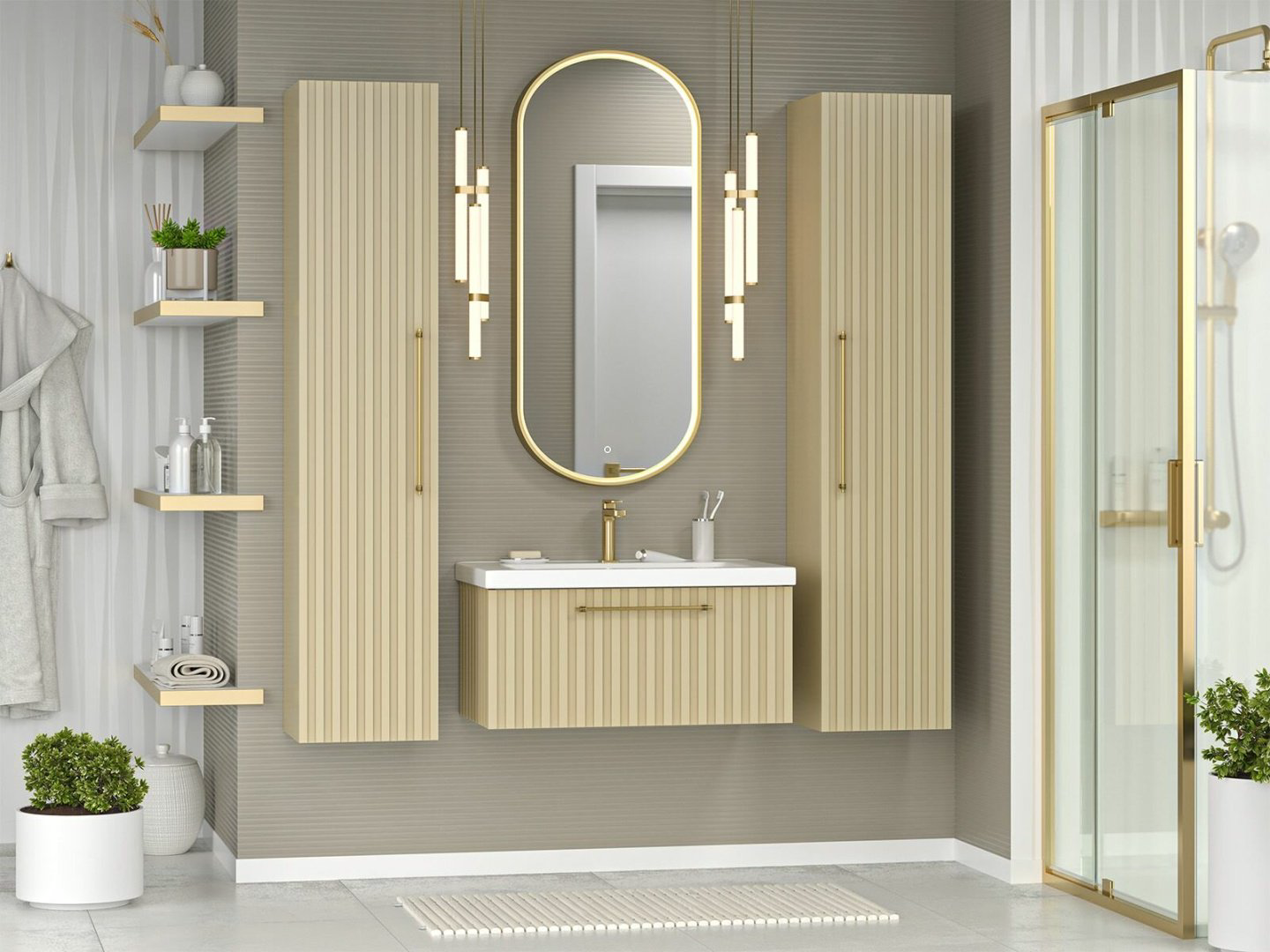 Шкаф-пенал навесной Brevita ALI-05035-03 35x35x165см коричневый купить,NaN