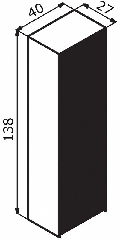 Шкаф-пенал навесной 3000367, 40x27x138 см, бежевый