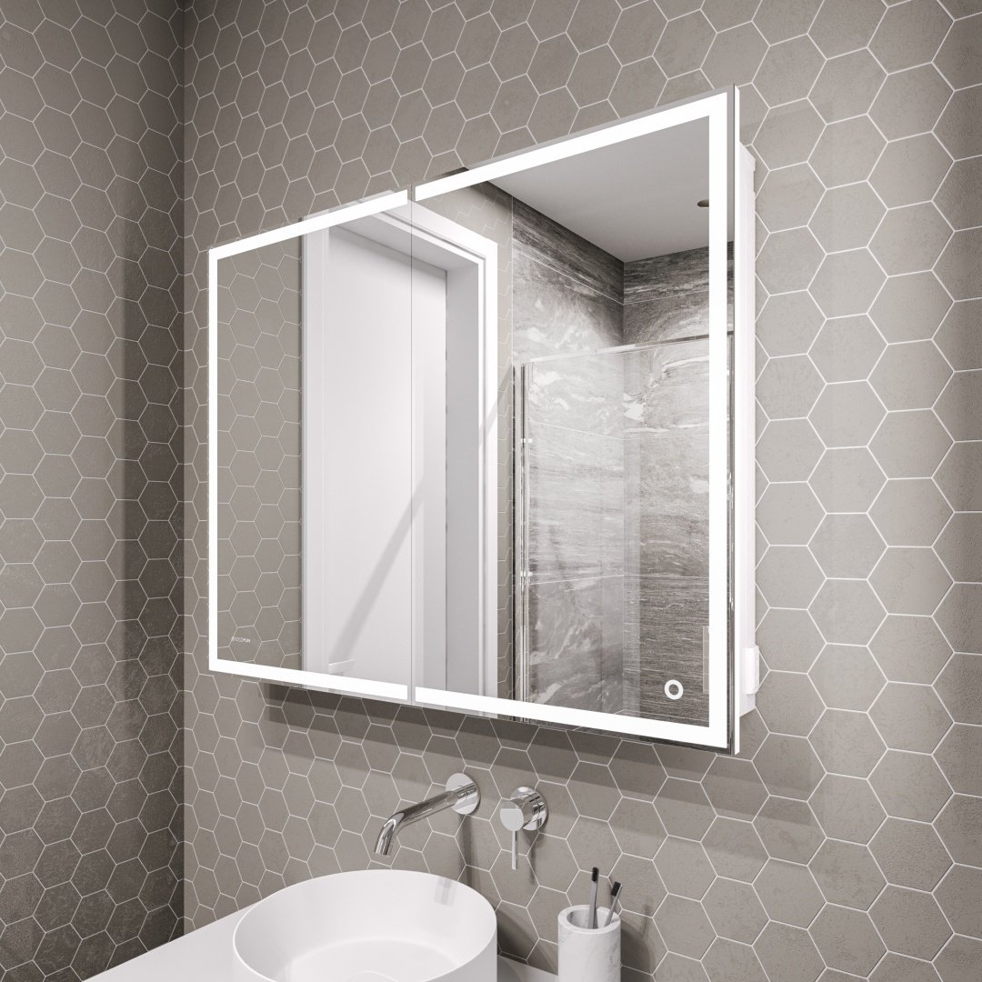 Шкаф зеркальный навесной Grossman 209003 , 90x14x80 см, белый