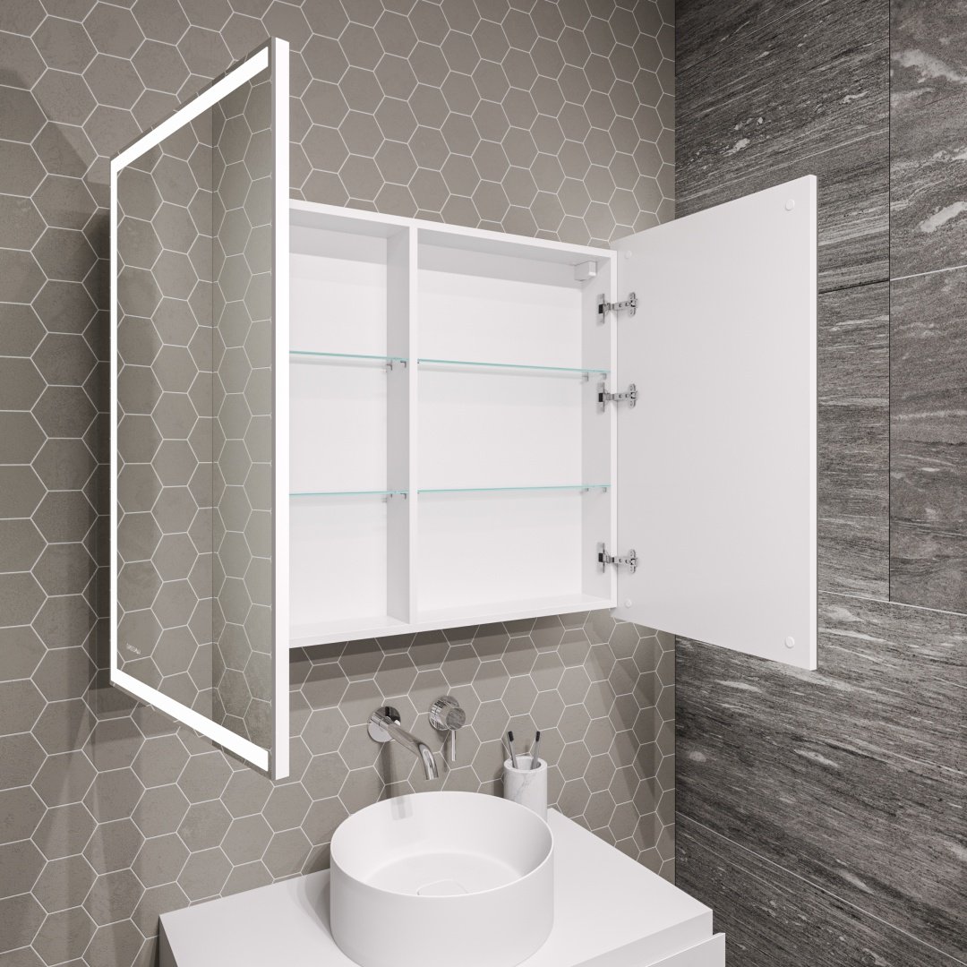 Шкаф зеркальный навесной Grossman 201002, 100x14x80 см, белый