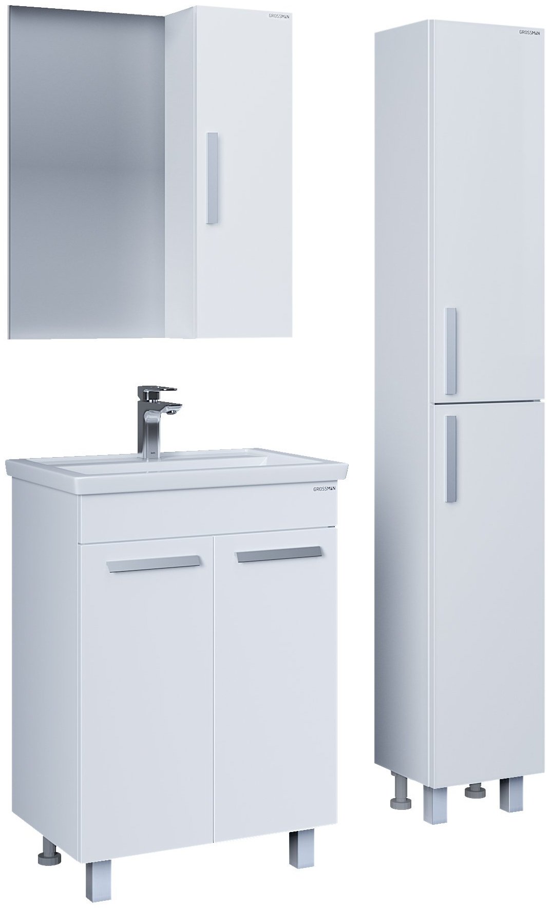 Шкаф зеркальный навесной Grossman 205021-1K, 50x16x66.6 см, белый