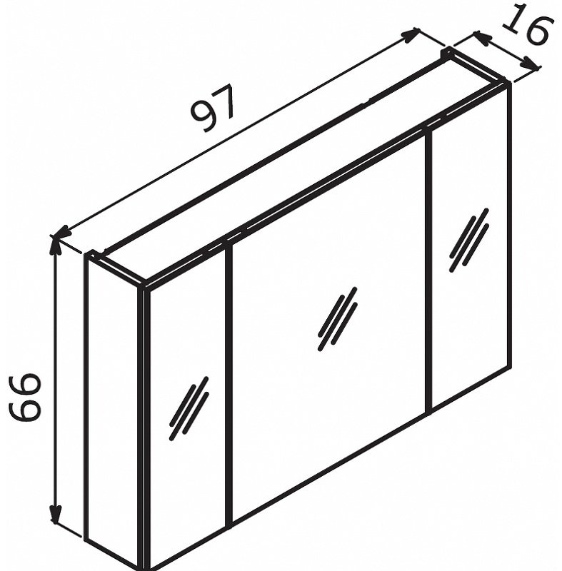 Шкаф зеркальный навесной Likya 100, 97x16x66 см, серый
