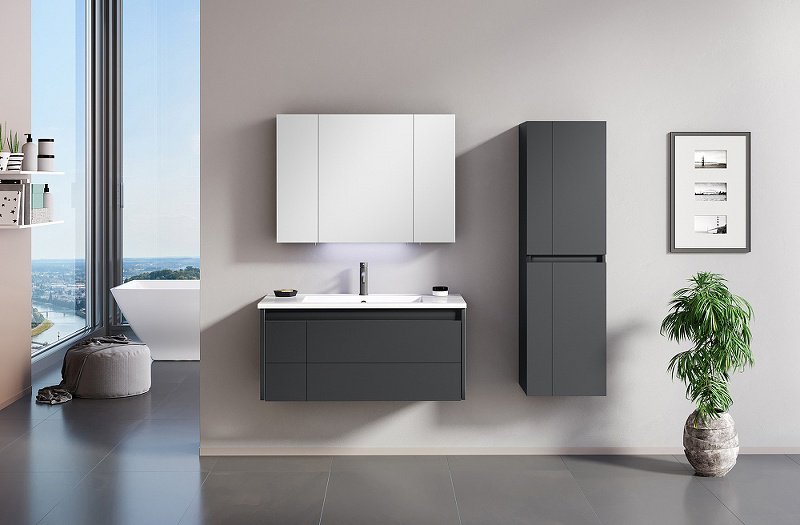 Шкаф зеркальный навесной Likya 100, 97x16x66 см, серый