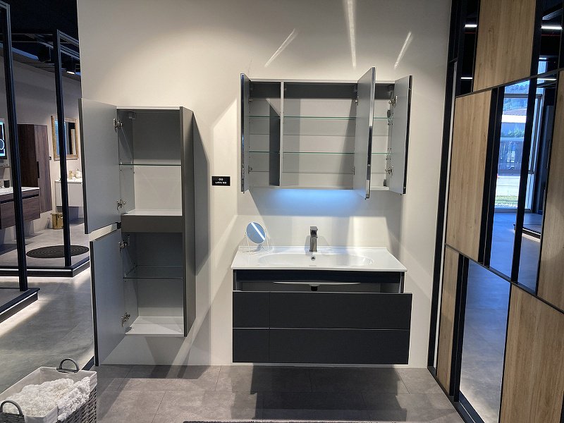 Шкаф зеркальный навесной Likya 100, 97x16x66 см, серый