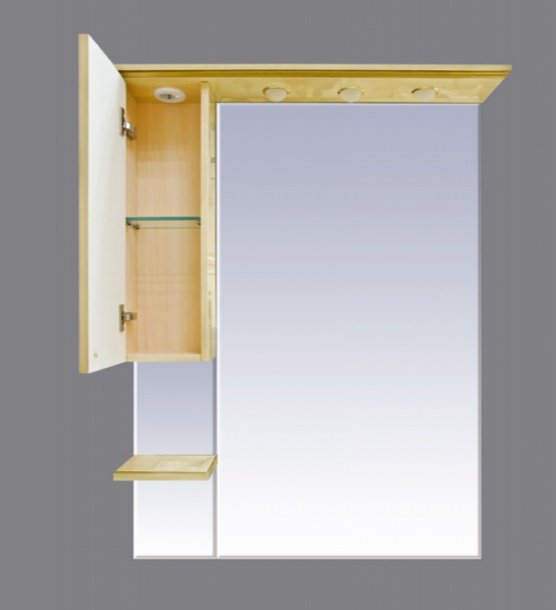 Шкаф зеркальный навесной KABINKA.KZ Olimpia LUX - 90 , 90x17x115 см, бежевый