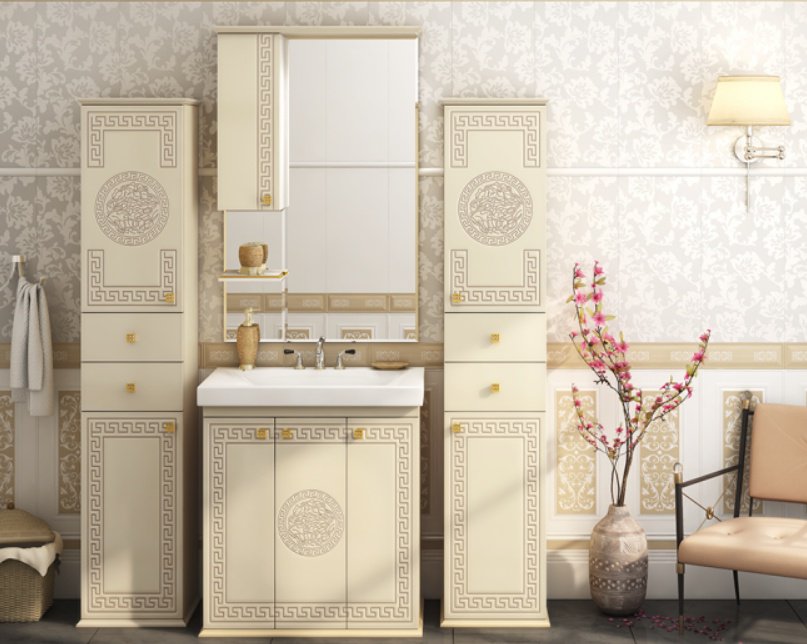 Шкаф зеркальный навесной KABINKA.KZ Olimpia LUX - 90 , 90x17x115 см, бежевый