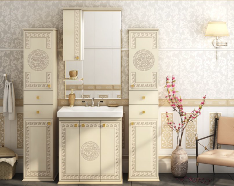 Шкаф зеркальный навесной KABINKA.KZ Olimpia LUX - 90 , 90x17x115 см, бежевый купить,NaN
