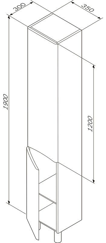 Шкаф-пенал напольный AM.PM M80CSL0356WG, 35x30x190 см, белый купить,NaN