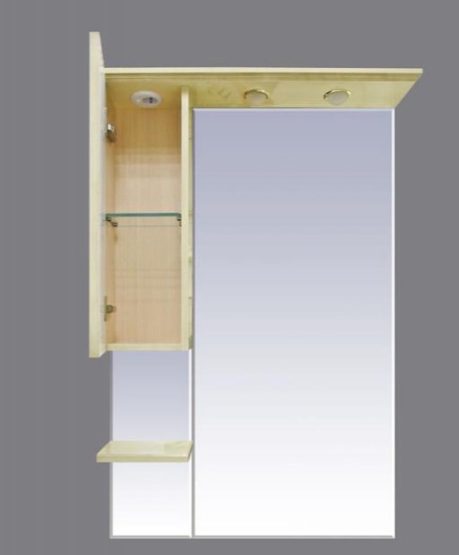 Шкаф зеркальный навесной KABINKA.KZ Olimpia LUX - 75, 75x17x115 см, бежевый