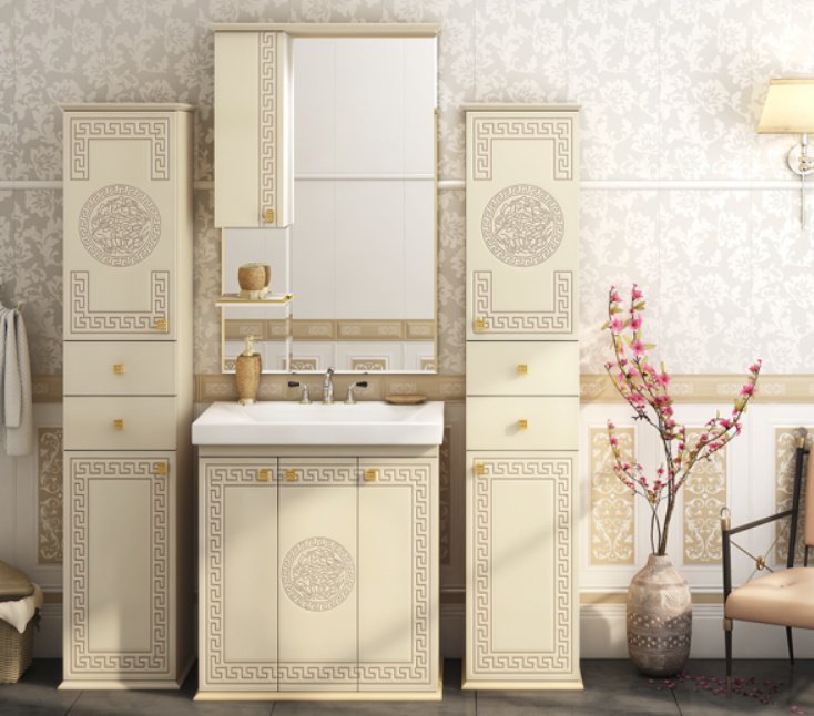 Шкаф зеркальный навесной KABINKA.KZ Olimpia LUX - 75, 75x17x115 см, бежевый