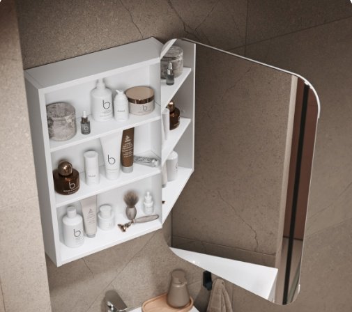 Шкаф зеркальный навесной KABINKA.KZ Cosmetic 50, 50x14.5x75 см, белый