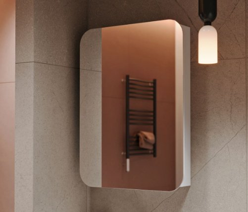 Шкаф зеркальный навесной KABINKA.KZ Cosmetic 50, 50x14.5x75 см, белый