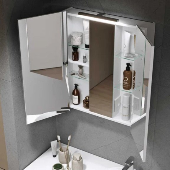 Шкаф зеркальный навесной KABINKA.KZ Cosmetic 75, 75x14.5x80 см, белый