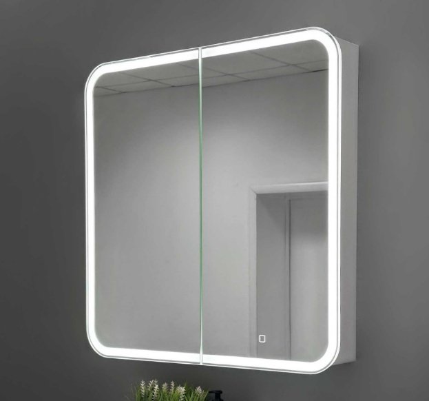 Шкаф зеркальный навесной KABINKA.KZ Cosmetic Light 80, 80x16x80 см, белый