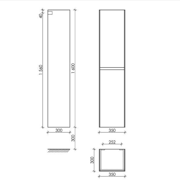 Шкаф-пенал KABINKA.KZ Cento 35 PCN35W 35x30x160см белый купить,NaN