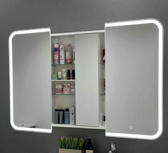 Шкаф зеркальный навесной KABINKA.KZ Cosmetic Light 80, 80x16x80 см, белый