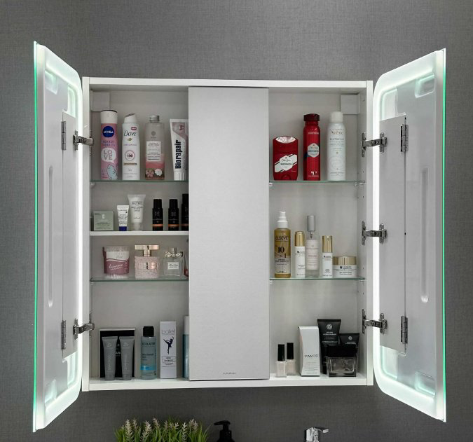Шкаф зеркальный навесной KABINKA.KZ Cosmetic Light 80, 80x16x80 см, белый купить,NaN