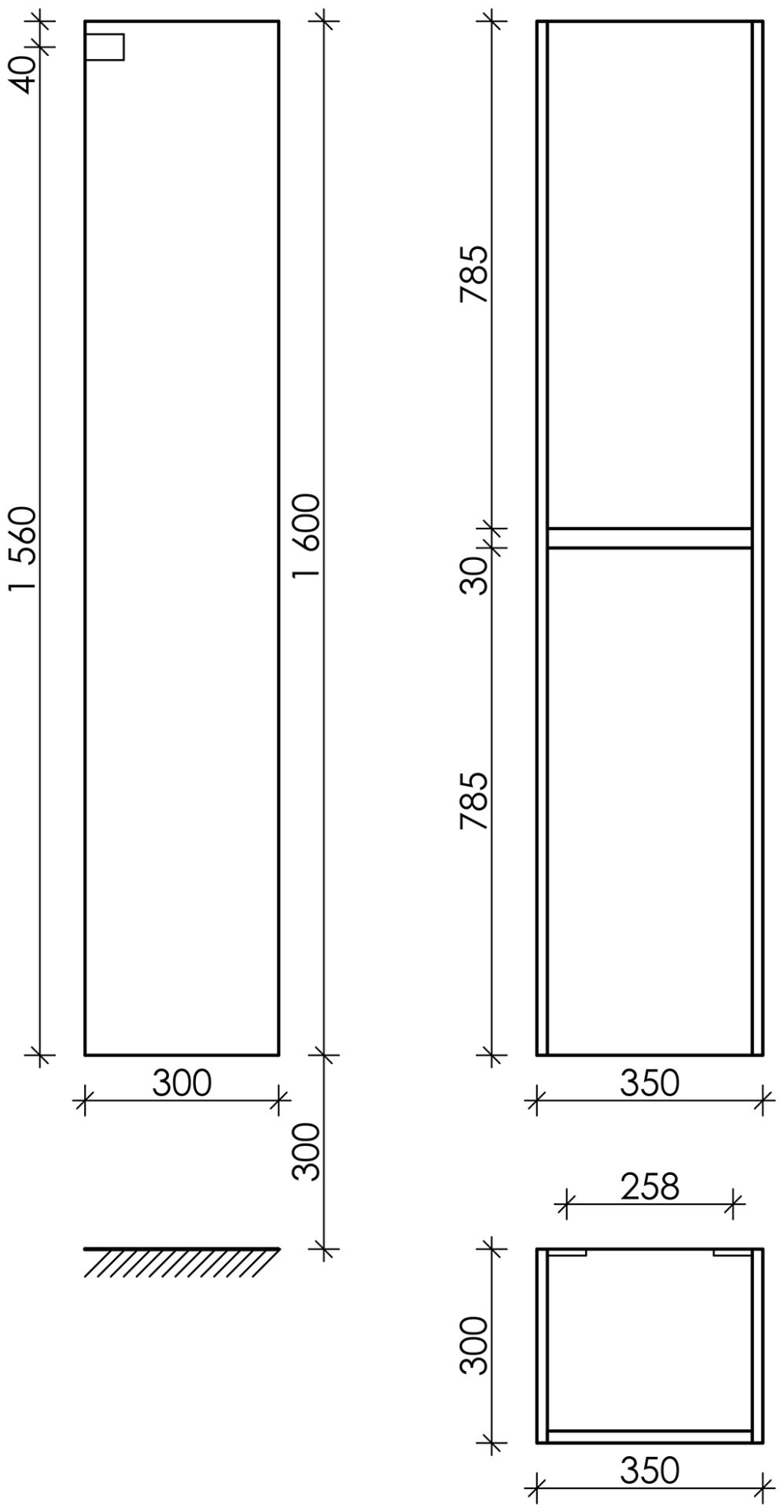 Шкаф-пенал KABINKA.KZ PLB35ECH 35x30x160см коричневый купить,NaN