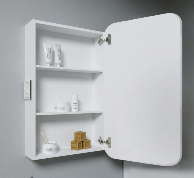 Шкаф зеркальный навесной KABINKA.KZ Monaco 55, 55x12.6x80 см, белый