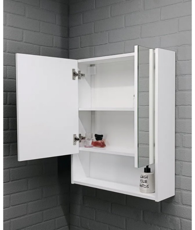 Шкаф зеркальный навесной KABINKA.KZ Адай, 50x16.3x74.2 см, белый