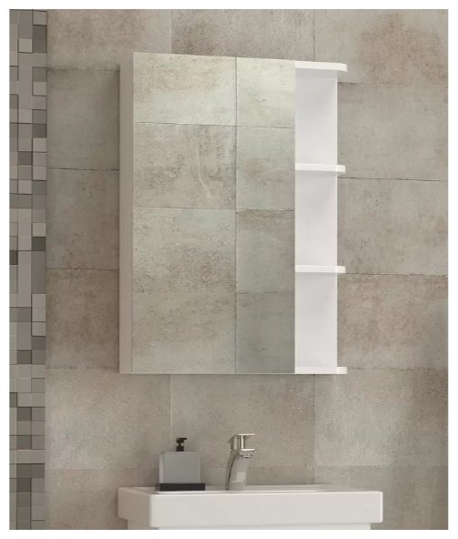 Шкаф зеркальный навесной KABINKA.KZ Nova 500, 50x15.6x70 см, белый