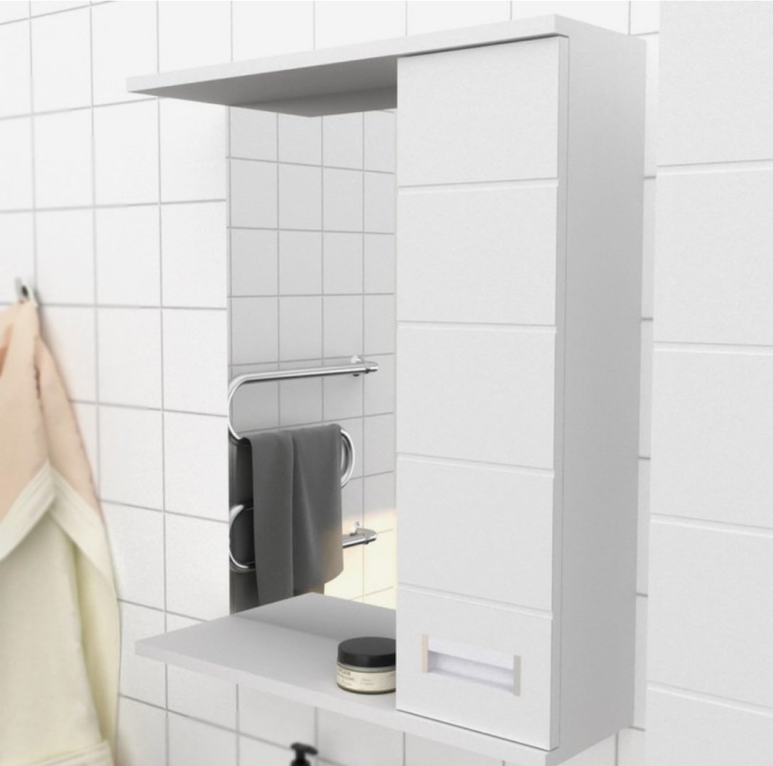 Шкаф зеркальный навесной KABINKA.KZ Ника 60, 60x15x70 см, белый