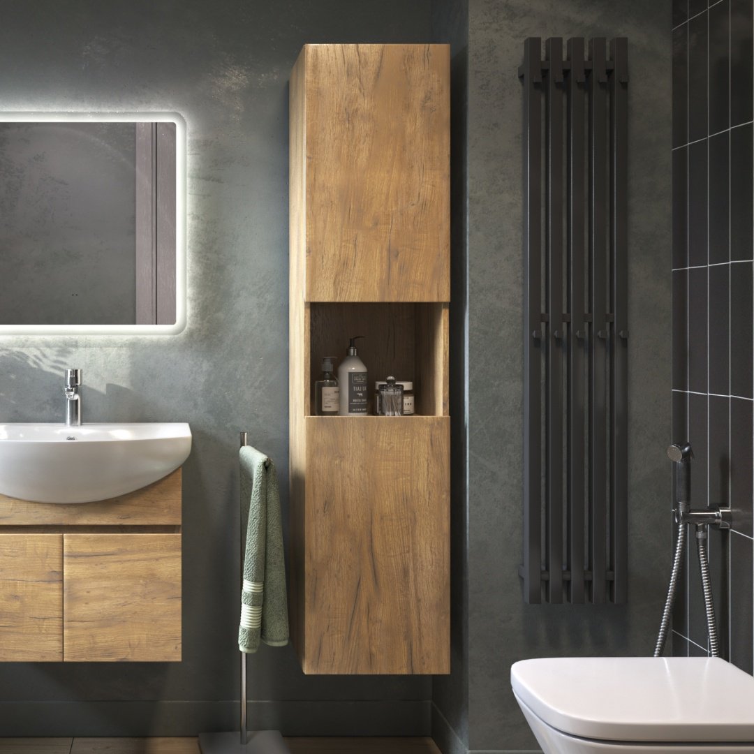 Шкаф-пенал навесной KABINKA.KZ Wing 35, 35x29.6x151 см, коричневый