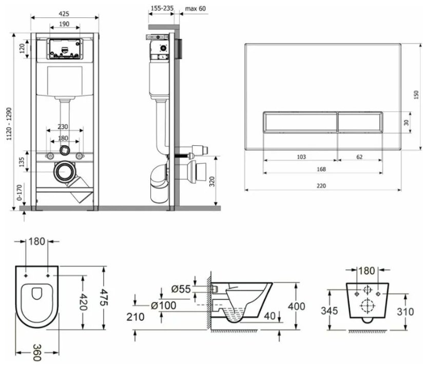 Унитаз Lavinia Boho 87050170 с инсталляцией белый