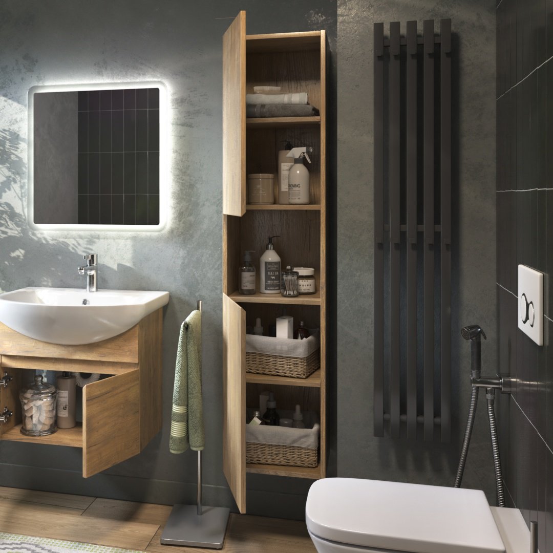 Шкаф-пенал навесной KABINKA.KZ Wing 35, 35x29.6x151 см, коричневый