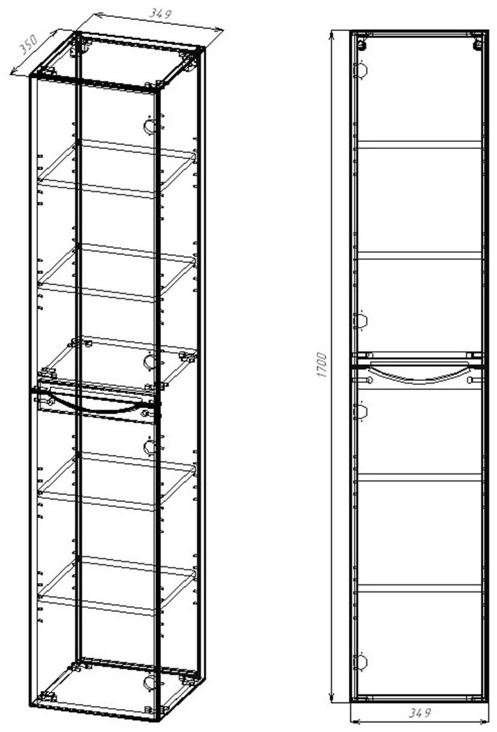 Шкаф-пенал навесной KABINKA.KZ Mia, 35x35x170 см, коричневый